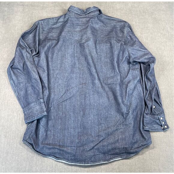 Carhartt Denim Western Shirt Men 3XL Tall Blue Pearl Snap Workwear Cowboy Core - Picture 8 of 8